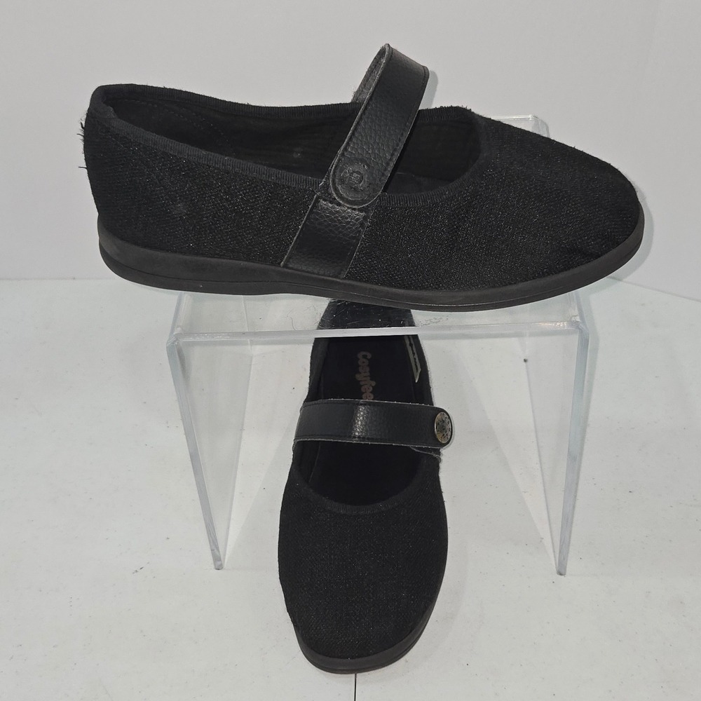Cosyfeet Women Black Textile Mary Jane Comfort  9UK/11 Made In England AC454